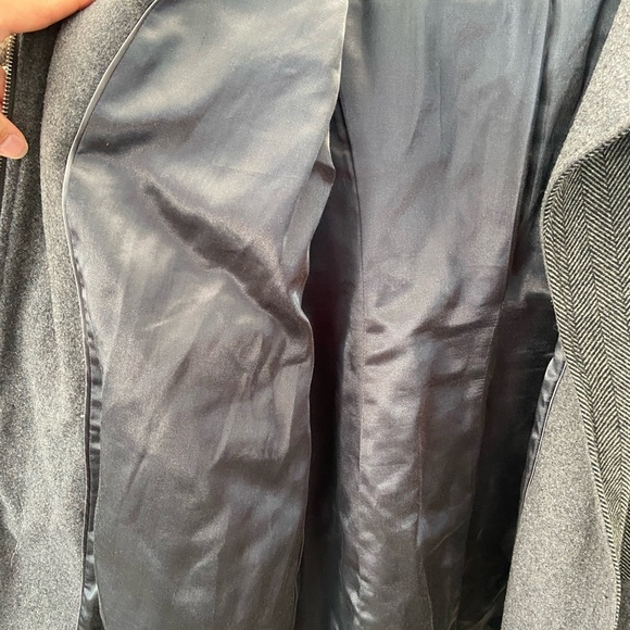 Women’s Side Zip Stylish Chevron Wool Blend Long Fall Coat - Picture 4 of 7